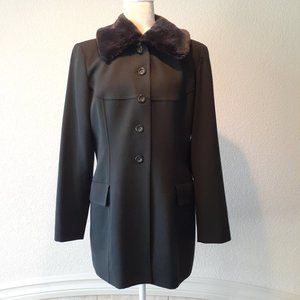 Tahari Wool with Faux Fur Collar Coat